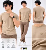 Man wearing premium slim fit crew neck casual t-shirt