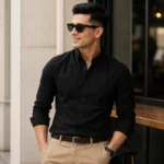 Premium Black Oxford Shirt for Men Slim Fit Casual Business Wear