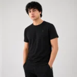 Man wearing premium slim fit crew neck casual t-shirt