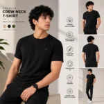 Man wearing premium slim fit crew neck casual t-shirt