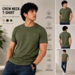 Man wearing premium slim fit crew neck casual t-shirt