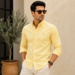 Smart casual yellow Oxford shirt outfit